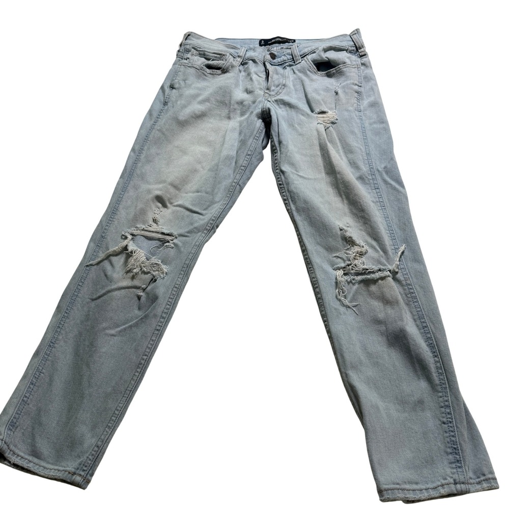 Hollister Vintage Boyfriend Jeans Wms 3 /W26 Light Blue Distressed Ripped Denim